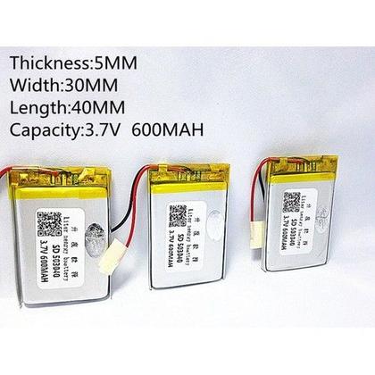 Imagem de Bateria 600 Mah 3,7 V 5mm X 30mm X 40mm C/2 Fios Carta