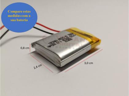 Imagem de Bateria 802530 3,7v 600mah 0,8mm X 24mm X 30mm 2 Fios / 30