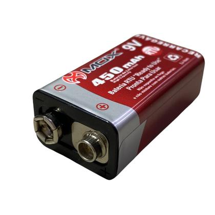 Bateria 9V Recarregável MO9V450 450 mAh RTU - M0X Imagem de Bateria 9V Recarregável MO9V450 450 mAh RTU