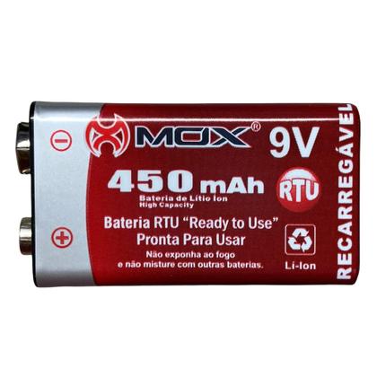 Bateria 9V Recarregável MO9V450 450 mAh RTU - M0X Imagem de Bateria 9V Recarregável MO9V450 450 mAh RTU