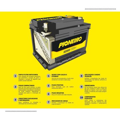 Imagem de Bateria Automotiva Pioneiro F60SD 12V 60Ah