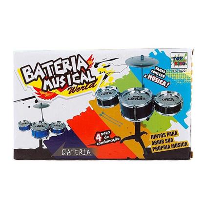 Imagem de Bateria Brinquedo Musical World Infantil Rock Star 4 Pcs