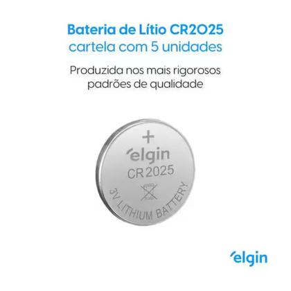 Imagem de Bateria Cr 2025 3v Lithium Elgin Cartela Com 5 Peças