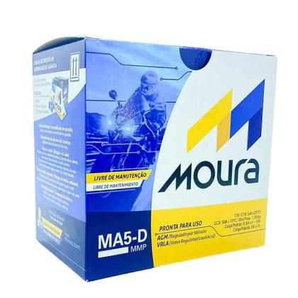 Bateria de Moto Moura MA5-D 5Ah Original Titan 150/125 Fan Biz Aplicações: HONDA Biz 125 KS/ES/I/+/EX /FLEX A partir de 05 Pop 110 I Todos os anos Imagem de Bateria de Moto Moura MA5-D 5Ah Original Titan 150/125 Fan Biz Aplicações: HONDA Biz 125 KS/ES/I/+/EX /FLEX A partir de 05 Pop 110 I Todos os anos