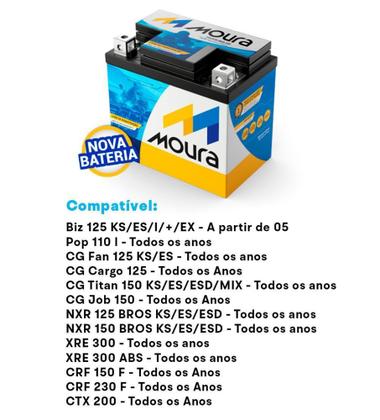 Bateria de Moto Moura MA5D Honda Cg, Nxr Bros 125, 150, 160, Xre 300 Imagem de Bateria de Moto Moura MA5D Honda Cg, Nxr Bros 125, 150, 160, Xre 300