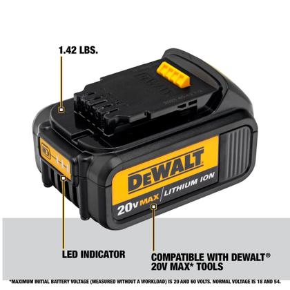 Imagem de Bateria DeWalt 20V Max 3Ah com Indicador LED - Pacote com 4