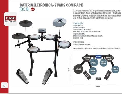 Imagem de Bateria Eletrônica Turbo 7 Pad Tdx16 Kit Com Banco