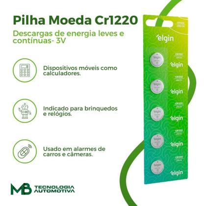 Imagem de Bateria Elgin Cr1220 Cartela Com 5 Unidades