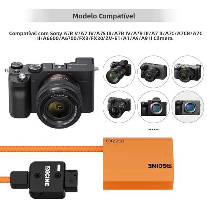 Imagem de Bateria Falsa (Dummy Battery) Sony A7R V IV A7S III Com Cabo Trançado Para ZGCINE DT-FZ100 NP-FZ100