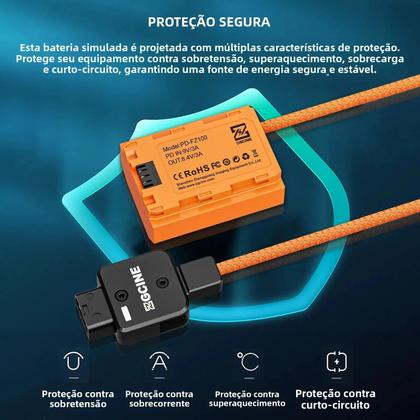 Imagem de Bateria Falsa (Dummy Battery) Sony A7R V IV A7S III Com Cabo Trançado Para ZGCINE DT-FZ100 NP-FZ100