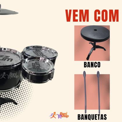 Imagem de Bateria infantil musical com baqueta brinquedo menino menina
