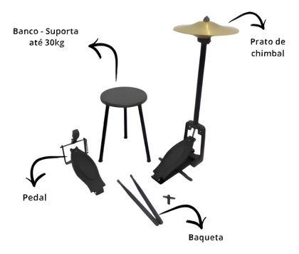 Imagem de Bateria Infantil Rmv Amarela Com Chimbal Completa