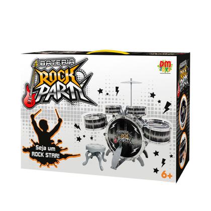 Imagem de Bateria Infantil Rock Party Preta com Baquetas e Banco DMT6066 - Dm Toys