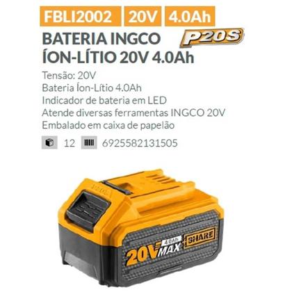 Imagem de Bateria Ingco 4,0 Amper Industrial Fbli2002 Bivolt
