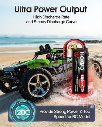 Imagem de Bateria Lipo HOOVO 4S 14,8 V 6200 mAh 120 C com plugue TR, pacote com 2 unidades