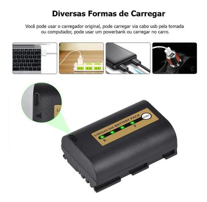 Imagem de Bateria Lpe6 USB para Canon 5d 5d2 7d 7d2 6d 6d2 80d 90d R5 R6 Xc10
