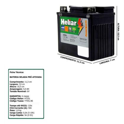 Imagem de Bateria Moto Honda Biz 125 Heliar HTZ5L PowerSports Selada 4Ah 12 Volts