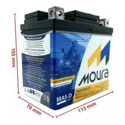 Imagem de Bateria Moto Moura MA5D Titan Fan Biz Bros Fazer 125 150 160