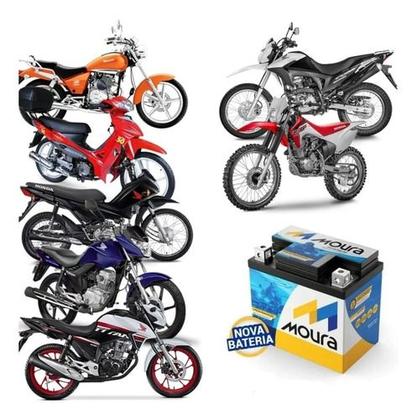 Bateria Moto Titan Fan Biz Bros Fazer 125 150 160 Mix Flex - MOURA Imagem de Bateria Moto Titan Fan Biz Bros Fazer 125 150 160 Mix Flex