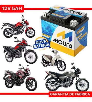 Bateria Moto Titan Fan Biz Bros Fazer 125 150 160 Mix Flex - MOURA Imagem de Bateria Moto Titan Fan Biz Bros Fazer 125 150 160 Mix Flex