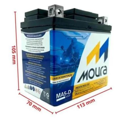 Imagem de Bateria Moura Moto Titan Fan Biz 5amperes Ma 5d Blindado