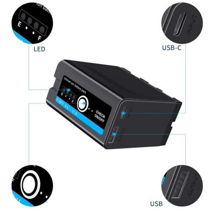 Imagem de Bateria NP-F990T (F970/F960) Multifuncional Led c/ Saída USB