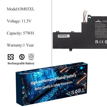 Imagem de Bateria para Notebook A AMANDA OM03XL 57Wh 11,5V 3 Células