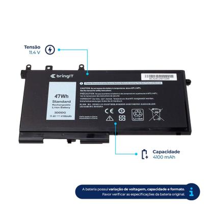 Imagem de Bateria para notebook compatível com Dell Part Number 3DDDG  4100 mAh