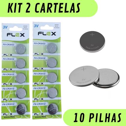 Imagem de Bateria Pilha Botão Flex CR2032 Cartela 5 Pilha 3v de Lítio