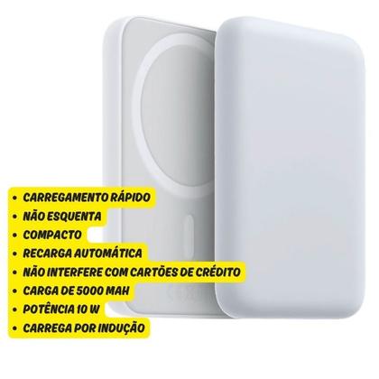 Imagem de Bateria Portátil Power Bank Mag safe Compatível Para iPhone 11 12 13 14 E 15 - Branco