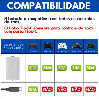 Imagem de Bateria Recarregável 1200 mAh Cabo Tipo C De 3 Metros C/Led Para Controle Compatível XBOX Series X/S Tyx0634b