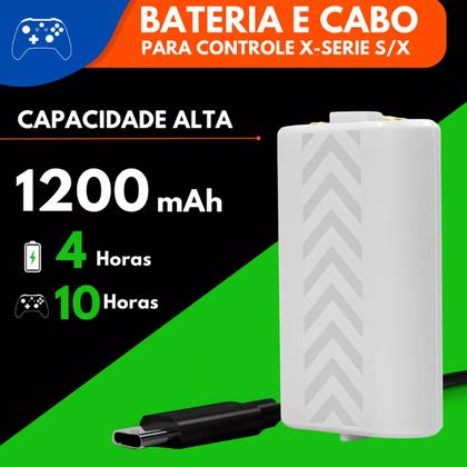 Imagem de Bateria Recarregável 1200 mAh Cabo Tipo C De 3 Metros C/Led Para Controle Compatível XBOX Series X/S Tyx0634b