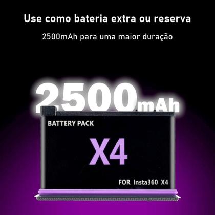 Imagem de Bateria Recarregável 2500Mah Para Câmera Insta360 X4