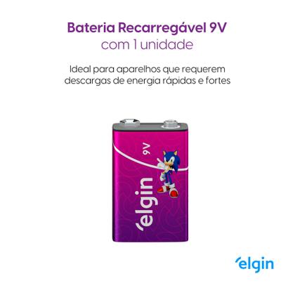 Imagem de Bateria Recarregável 9 Volts Elgin 9v 250mah Original