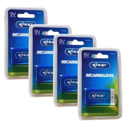 Bateria Recarregável 9 Volts Knup 9v 450mah Original Imagem de Bateria Recarregável 9 Volts Knup 9v 450mah Original