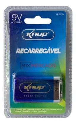 Bateria Recarregável 9v Longa Duração 450mah Pilha Qualidade - Mixmercado Imagem de Bateria Recarregável 9v Longa Duração 450mah Pilha Qualidade