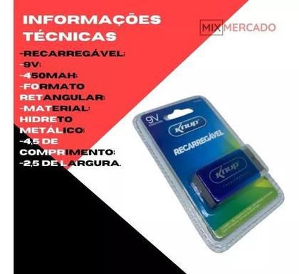 Bateria Recarregável 9v Longa Duração 450mah Pilha Qualidade - Mixmercado Imagem de Bateria Recarregável 9v Longa Duração 450mah Pilha Qualidade