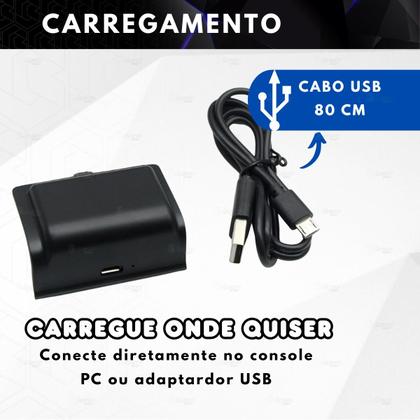 Imagem de Bateria Recarregável Com Cabo USB Carregador Compatível com Controle Manete Wireless de Xbox One S/X