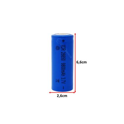 Imagem de Bateria Recarregável Li-Ion 26650 Potencia 9800mah 3.7V Para Lanternas BA26650