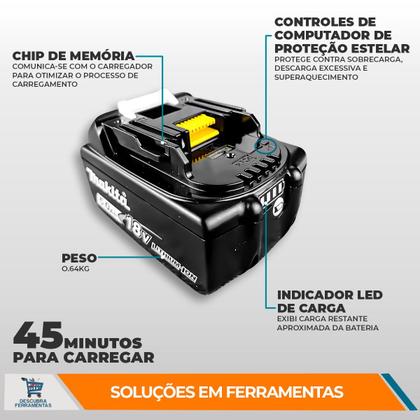 Imagem de Bateria Recarregável Makita BL1850B 1, 2 ou 4 Unidades 18V 5.0Ah LTX Compatível com A Linha LTX Esmerilhadeiras Furadeiras Martelete Profissional