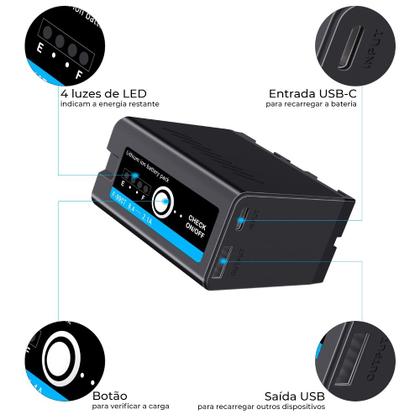 Imagem de Bateria recarregável MN-F990T multifuncional com saída USB