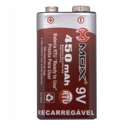 Imagem de Bateria Recarregável Mox 9v de Lítio ion 450 mAh Alta Duração Microfone Violão Original Rtu MO-9V450