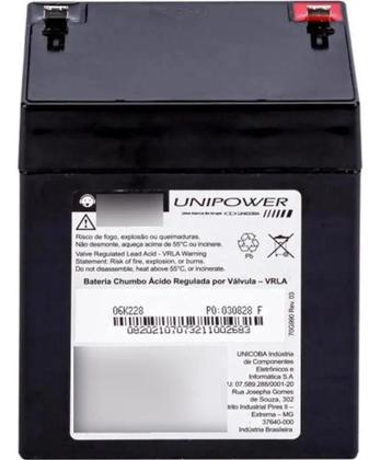 Imagem de Bateria Selada 12v 5ah Chumbo Ácido Vrla Up1250 Unipower