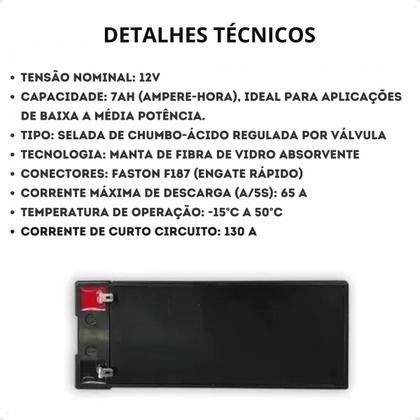 Imagem de Bateria Selada Elgin Vrla 12v 7ah P/ Central Alarme Nobreak