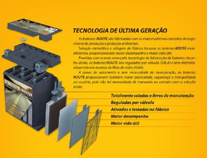 Imagem de Bateria Suzuki Yes 125 12v 8ah ROUTE YTX9A-BS (yb7-a)