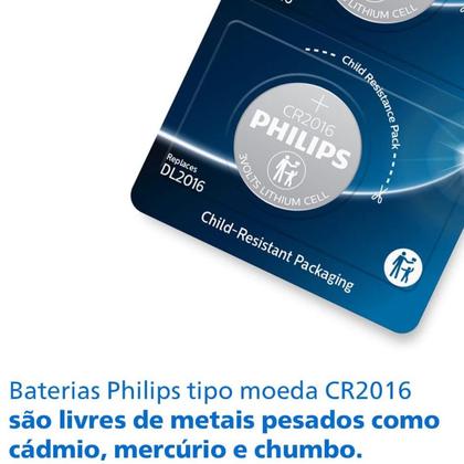 Imagem de Baterias Tipo Moeda Phillips Cr2016 Cartela Com 5 Unidades