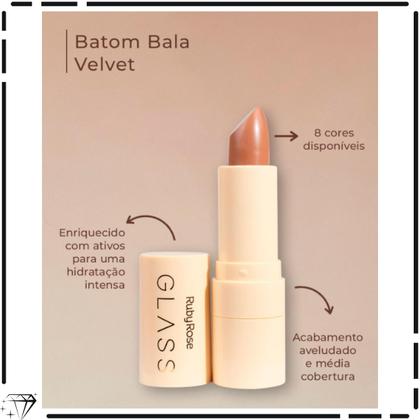 Imagem de Batom Bala Velvety Linha Glass Ruby Rose - Acabamento Aveludado