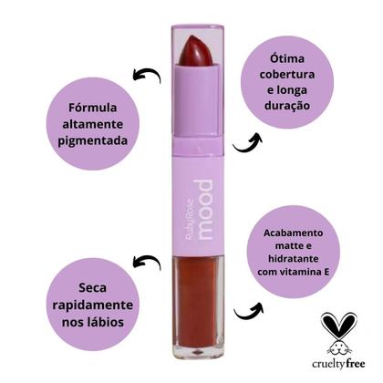 Imagem de Batom Duo Ruby Rose Mood Vitamina e Cm04 3,2g