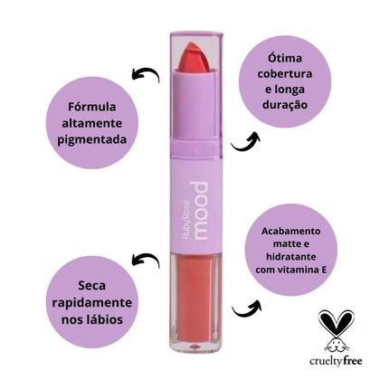 Imagem de Batom Duo Ruby Rose Mood Vitamina e Cm14 3,2g