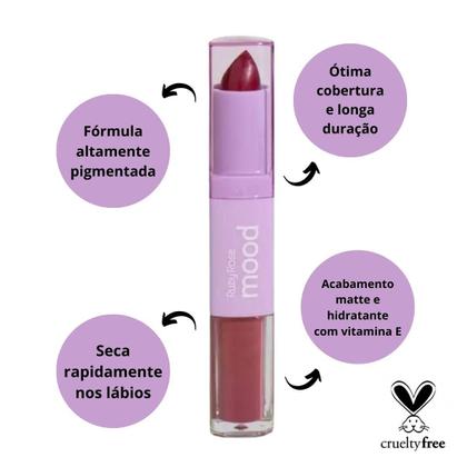Imagem de Batom Duo Ruby Rose Mood Vitamina e Cm16 3,2g